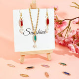 16PCS Glass Links with Alloy Findings 21x7mm Faceted Oval Mixed Colors