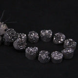 16PCS Gun Titanium Quartz Geode Drusy Round Cabochons Beads