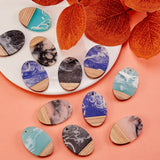 16Pcs Resin & Walnut Wood Pendants for DIY Jewelry Making