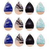 16Pcs Resin & Walnut Wood Pendants for DIY Jewelry Making