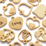 16Pcs Stainless Steel Love Heart Charms for Jewelry Making