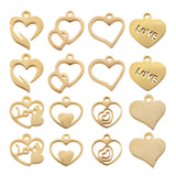 16Pcs Stainless Steel Love Heart Charms for Jewelry Making