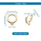16Pcs Platinum Plated Huggie Earring Hooks with Jump Ring Hoop Earrings Findings