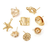 16Pcs Brass Starfish Stud Earrings with Stainless Steel Ear Nuts