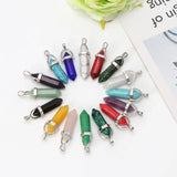 16Pcs Bullet Shape Healing Pointed Chakra Pendant Quartz Crystal Stone Charm DIY