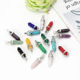 16Pcs Bullet Shape Healing Pointed Chakra Pendant Quartz Crystal Stone Charm DIY