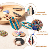 16Pcs Wood Resin Geometric Charms for DIY Jewelry Making