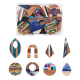 16Pcs Wood Resin Geometric Charms for DIY Jewelry Making
