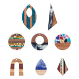 16Pcs Wood Resin Geometric Charms DIY Jewelry Making