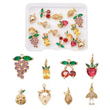 16Pcs CZ Golden Fruit Charms for DIY Jewelry Making