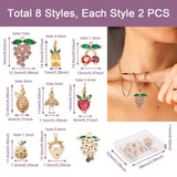16Pcs CZ Golden Fruit Charms for DIY Jewelry Making