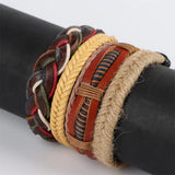 16Pcs Vintage Hand Woven Leather Bracelet Mixed Style