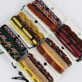 16Pcs Vintage Hand Woven Leather Bracelet Mixed Style