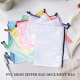 16Pcs Mesh Zipper Pouch Document Bag Waterproof Zip File Folders A4 Size