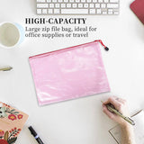 16Pcs Mesh Zipper Pouch Document Bag Waterproof Zip File Folders A4 Size