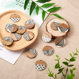 16Pcs Wood Resin Flat Round Charms for DIY Jewelry Making