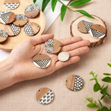 16Pcs Wood Resin Flat Round Charms for DIY Jewelry Making