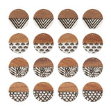16Pcs Wood Resin Flat Round Charms for DIY Jewelry Making