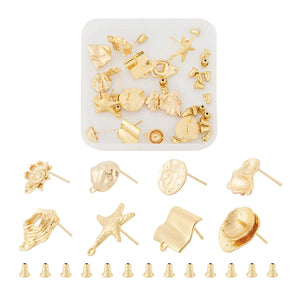 16Pcs Brass Stud Earring Findings for DIY Jewelry Making