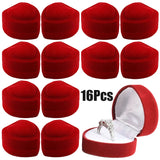 Red Velvet Heart Ring Box Jewelry Display Case Holder Wedding Organizer