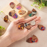 16Pcs Teardrop Resin Wood Charms for Earrings DIY Jewelry Craft Making