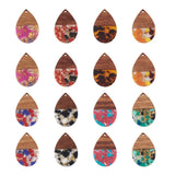 16Pcs Teardrop Resin Wood Charms for Earrings DIY Jewelry Craft Making