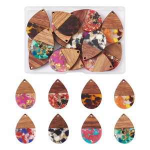 16Pcs Walnut Wood Effect Pendants for DIY Earrings