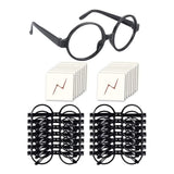 16Pcs Wizard Glasses Round No Lenses, Tattoos for Costume Party