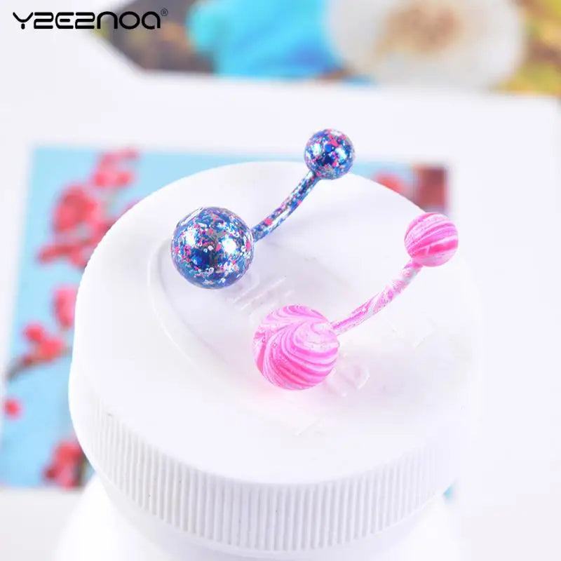 16Pcs Stainless Steel Belly Button Rings Navel Resin Body Jewelry