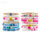 16Pcs Heishi Bracelets Smile Golden Star Beads Chain Boho Jewelry Set