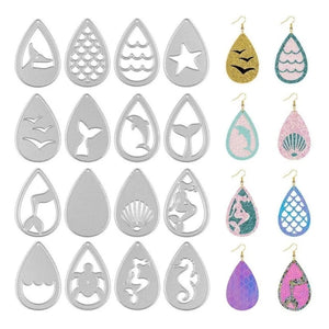 16 Metal Sea Creatures Teardrop Earring Die Cuts Molds DIY Crafts Supply