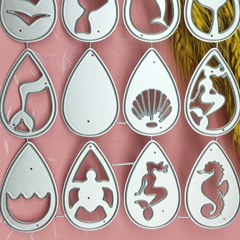 16 Metal Teardrop Sea Creatures Earring Cutting Dies DIY Crafts Supply