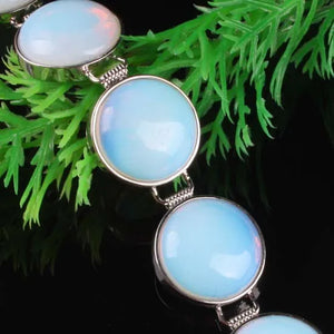 16MM Opal Opalite Coin Bead Bracelet Bangle 1 strand