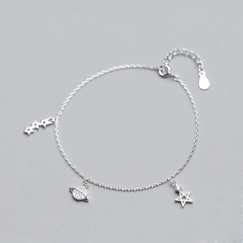 Star Planet Silver Chain Bracelet - Fine Jewelry for Women Girls