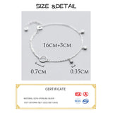 16-19cm Circle Charm 925 Silver Bracelet for Women Girls
