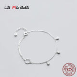 16-19cm Circle Charm 925 Silver Bracelet for Women Girls