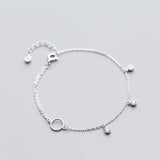 16-19cm Circle Charm 925 Silver Bracelet for Women Girls