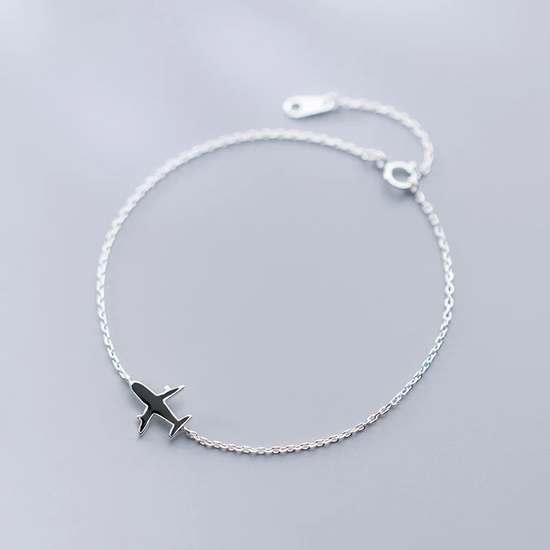 Aircraft Silver Chain Bracelet For Women Girls 16-19cm