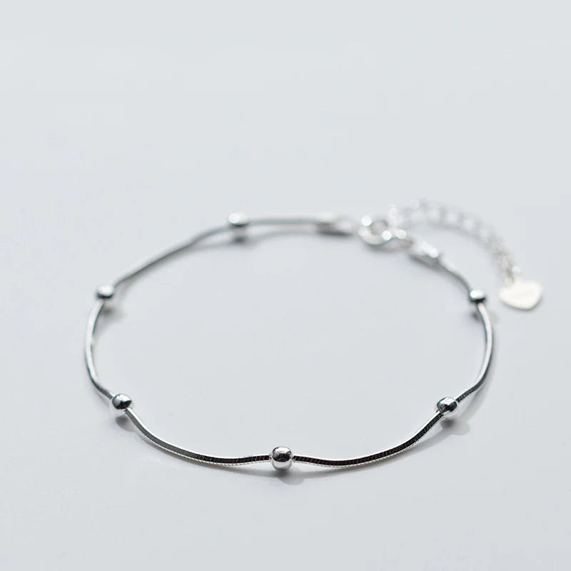 Minimalist Silver Chain Bracelet for Women Girls