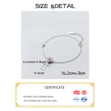 16cm+3cm Silver Peach Blossom Charm Chain Bracelet Women Fine Jewelry