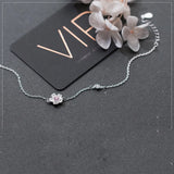 16cm+3cm Silver Peach Blossom Charm Chain Bracelet Women Fine Jewelry