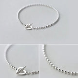 Heart Ball Chain Bracelet 925 Silver Minimalist