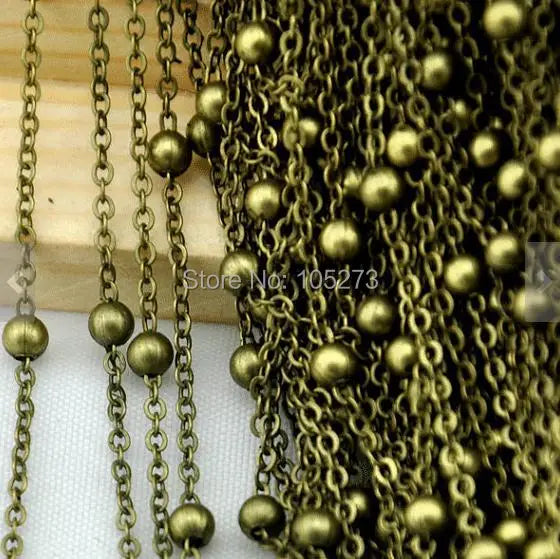 Antique Bronze Brass Cable Link Chain Ball Chain 1x2mm 16ft DIY Jewelry