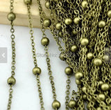 Antique Bronze Brass Cable Link Chain Ball Chain 1x2mm 16ft DIY Jewelry