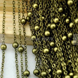 Antique Bronze Brass Cable Link Chain Ball Chain 1x2mm 16ft DIY Jewelry