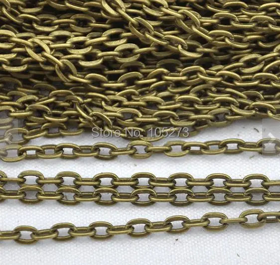 Antique Bronze Oval Cable Link Chain 16ft 5m 3x4mm DIY Jewelry Accessory