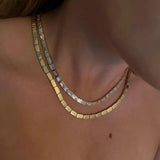 16" Geometric Beaded Link Tennis Chain Choker Necklace