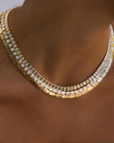 16" Geometric Beaded Link Tennis Chain Choker Necklace