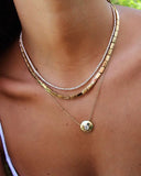 16" Geometric Beaded Link Tennis Chain Choker Necklace