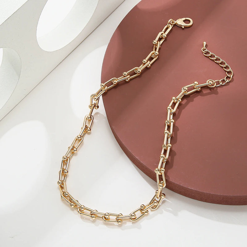 16k Plated Circle Link Chains Necklaces for Women